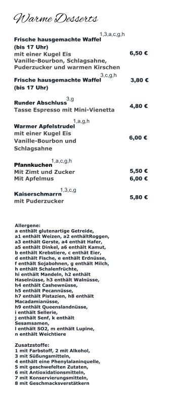 Sommer Eiskarte